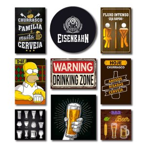 Kit Placas Decorativas Bebidas Mdf - 9 Placas