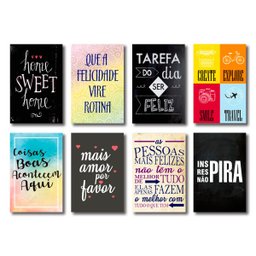 Kit Placas Decorativas Frases Mdf - 8 Placas - 1