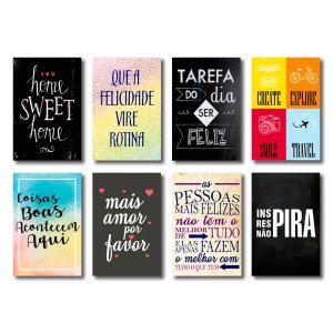 Kit Placas Decorativas Frases Mdf - 8 Placas