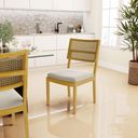 Ver imagem 2 de Cadeira Milena Madeira Maciça Assento Estofado Encosto de Tela Palha Sextavada Veludo Bege 102