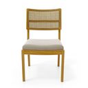 Ver imagem 3 de Cadeira Milena Madeira Maciça Assento Estofado Encosto de Tela Palha Sextavada Veludo Bege 102