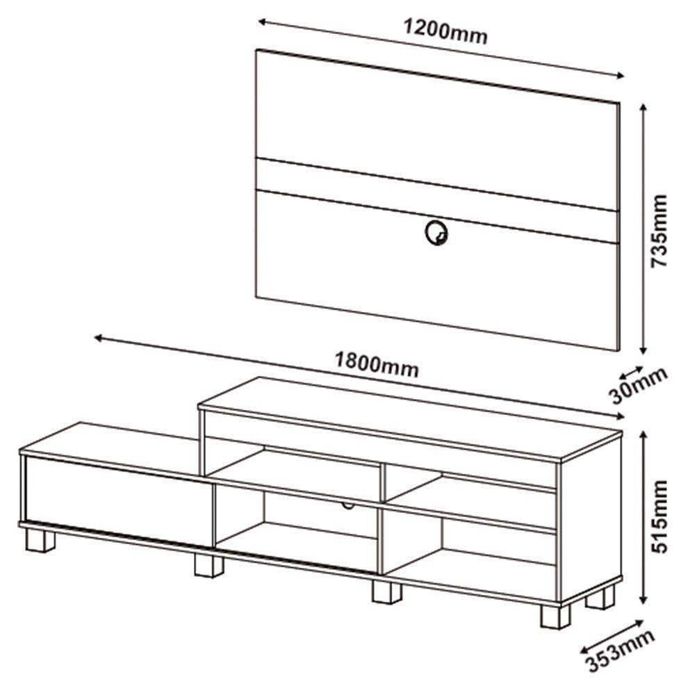 Rack para TV até 42 Polegadas com Painel Ever Artely Imbuia com Amêndoa e Preto - 2