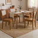 Ver imagem 2 de Mesa de Jantar Papaia com 4 Cadeiras Estofadas Encanto Corino Kaki Ornar
