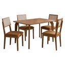 Ver imagem 1 de Mesa de Jantar Papaia com 4 Cadeiras Estofadas Encanto Corino Kaki Ornar
