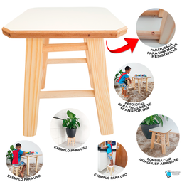 Mesa Mesinha com Banco Banquinho Infantil de Madeira Maciça Mdf para Atividades - 2