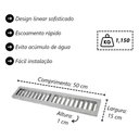 Ver imagem 6 de Kit 2 Ralo Grelha Linear Caixilho Alumínio Escovado 15x50cm