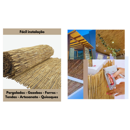 Esteira Bambu Natural 01 Rolo | 5m X 1m Forro Teto Pergolado Decoração Parede Quiosque Caramanchão - 4