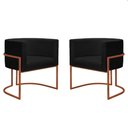 Ver imagem 1 de Kit 2 Poltronas Reforçadas Decorativa Sala Nayara Base Ferro Bronze Suede Preto