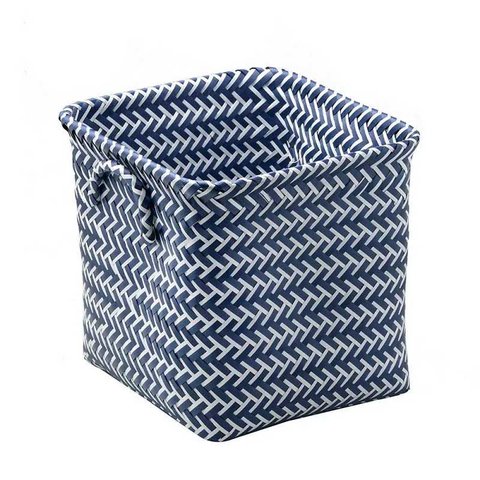 Cesta Decorativa em Polipropileno Azul e Branca 29cm 16077-pl