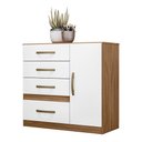 Ver imagem 1 de Cômoda 4 Gavetas e 1 Porta Vênus Naturale Branco 707026 Moval