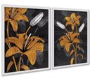 Ver imagem 1 de Kit 2 Quadros Flores Marrom e Preto - Lírios 33x24cm - com Vidro:moldura Preta