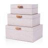 Conjunto 3 Caixas em Madeira Off-white C/ Puxador Bambu - 1