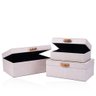 Conjunto 3 Caixas em Madeira Off-white C/ Puxador Bambu - 3