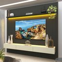 Ver imagem 1 de Painel para TV até 85 Polegadas Sole 3 Gavetas Ripado 100% MDF Grafite/Off White - Pnr Móveis