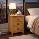 Ver imagem 2 de Mesa de Cabeceira Madeira Maciça Mesinha Apoio 3 Gaveta Boho:freijo