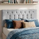 Ver imagem 1 de Cabeceira Painel Estofada Arezzo Suede Cinza Casal 1,40m para Cama Box
