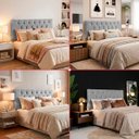 Ver imagem 3 de Cabeceira Painel Estofada Arezzo Suede Cinza Casal 1,40m para Cama Box