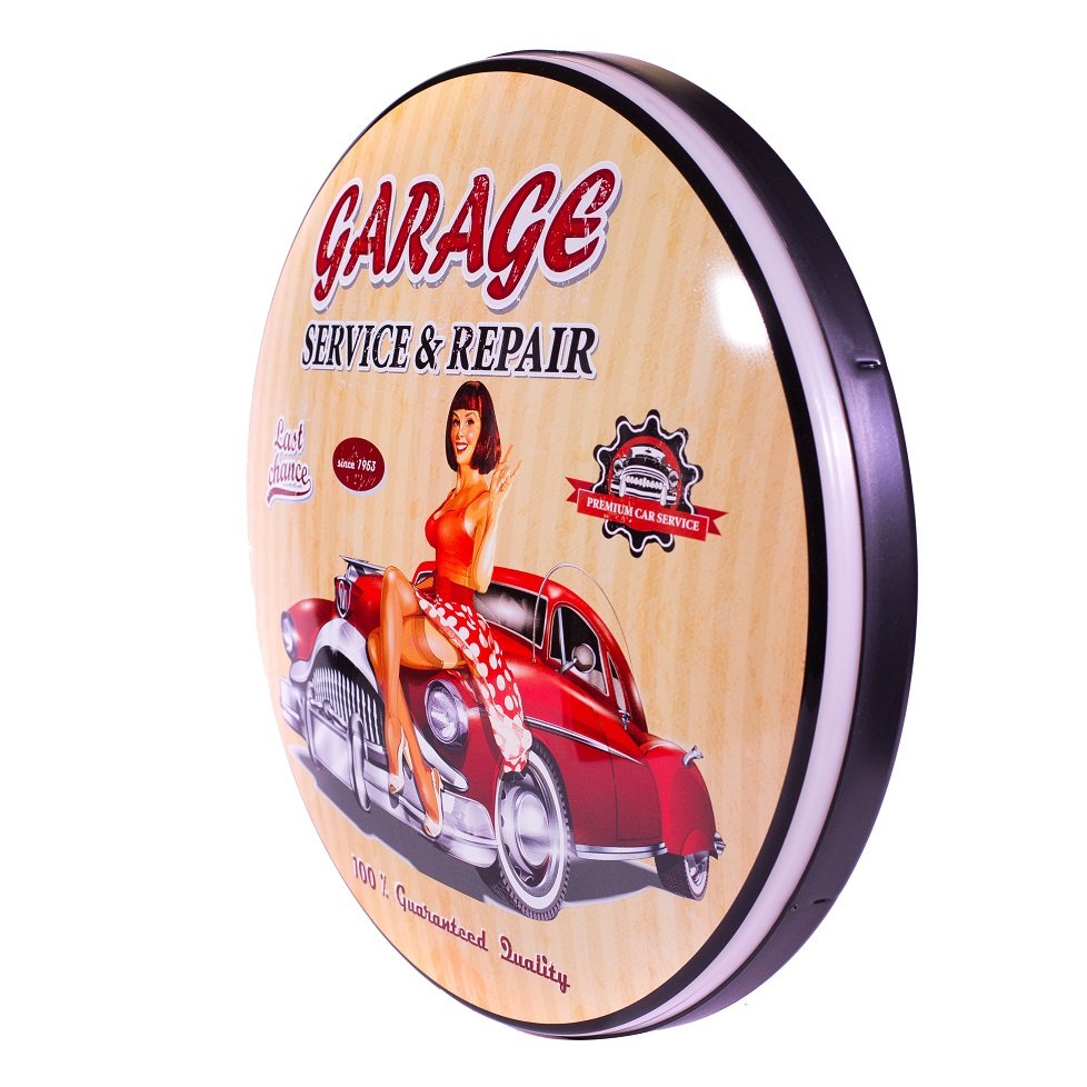 Luminoso de Parede Garage Retrô Vintage para Bar, Garagem, Churrasqueira, Espaço Gourmet