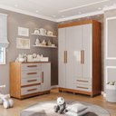 Ver imagem 1 de Conjunto Quarto Infantil 2 Peças Aurora Espresso Móveis Marrom/Cinamomo/Off White
