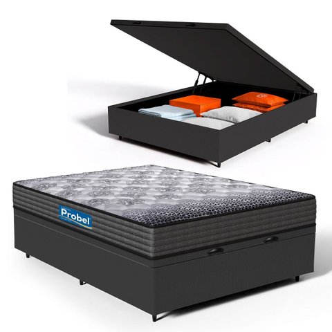 Cama Box Baú com Colchão de Espuma D60 Double Face Guarda Costas Comfort Force Probel Casal 138cm