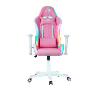 Cadeira Gamer Fox Racer RGB Rosa com Iluminação (Led) - Branco