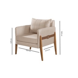 Poltrona Decorativa Madri linho cinza prata - 2