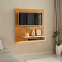 Ver imagem 5 de Painel para Tv até 32 Pol com Prateleiras Off White Rack Estante Suspenso Organização Sala Quarto