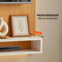 Ver mais imagens de Painel para Tv até 32 Pol com Prateleiras Off White Rack Estante Suspenso Organização Sala Quarto