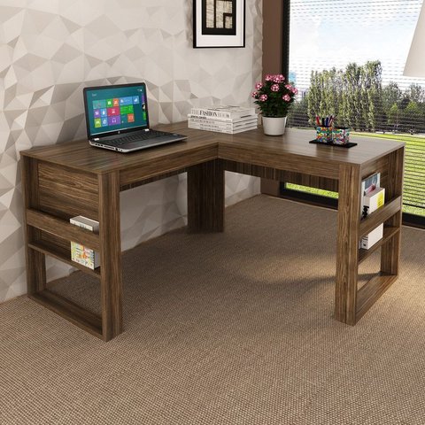 Mesa para Escritório Angular Me4145 Nogal Tecnomobili