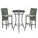 Ver imagem 1 de Mesa Bistrô com 2 Banquetas Roma Preta Corda Náutica 3 Trama Verde