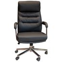 Ver imagem 2 de Cadeira Escritório Presidente Elite Domann Design Assento PU Preto Base Metal