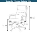 Ver imagem 6 de Cadeira Escritório Presidente Elite Domann Design Assento PU Preto Base Metal