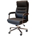 Ver imagem 1 de Cadeira Escritório Presidente Elite Domann Design Assento PU Preto Base Metal