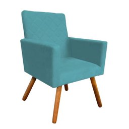 Kit 2 Poltrona Decorativa Nina Tressê Suede Azul Tiffany - D'Rossi - 2