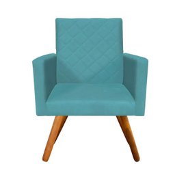 Kit 2 Poltrona Decorativa Nina Tressê Suede Azul Tiffany - D'Rossi - 3