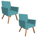 Ver imagem 1 de Kit 2 Poltrona Decorativa Nina Tressê Suede Azul Tiffany - D'Rossi