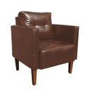 Ver imagem 1 de Poltrona Sala Decorativa Livia Pé Madeira Castanho Sintético Pu Nozes M11 - D'Rossi