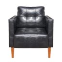 Ver imagem 2 de Poltrona Sala Decorativa Livia Pé Madeira Castanho Sintético Pu Preto M11 - D'Rossi