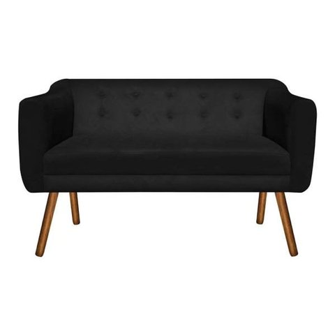 Sofá Retrô Namoradeira Julia 2 Lugares Suede Preto - D'Rossi