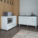 Ver imagem 2 de Balcão Armário Camila Cozinha Gabinete de Pia 140 Cm e Balcão para Forno Elétrico e Microondas Lilia