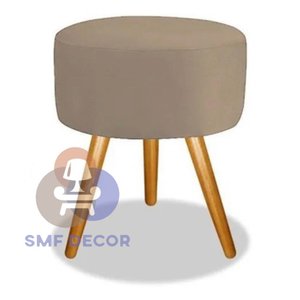 Puff Redondo Pés Palito Capuccino SMF DECOR