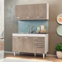 Ver imagem 2 de Armário Aéreo Honduras e Balcão Gabinete Pia Inox 120cm Suécia - Lumil Móveis - Branco/Castanho