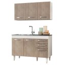 Ver imagem 1 de Armário Aéreo Honduras e Balcão Gabinete Pia Inox 120cm Suécia - Lumil Móveis - Branco/Castanho