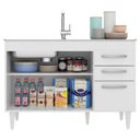 Ver imagem 4 de Armário Aéreo Honduras e Balcão Gabinete Pia Inox 120cm Suécia - Lumil Móveis - Branco