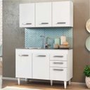 Ver imagem 2 de Armário Aéreo Honduras e Balcão Gabinete Pia Inox 120cm Suécia - Lumil Móveis - Branco