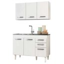 Ver imagem 1 de Armário Aéreo Honduras e Balcão Gabinete Pia Inox 120cm Suécia - Lumil Móveis - Branco