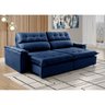 Sofá Retrátil e Reclinável Molas Ensacadas 3 Lugares Rubi Vivaro Decor Suede Azul Marinho - 1