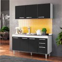 Ver imagem 2 de Armário Aéreo Parma e Balcão Gabinete Pia Inox 150cm Lisboa - Lumil Móveis - Branco/Preto