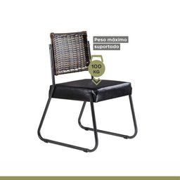 Conjunto Sala de Jantar Mesa Espanha 180cm com 6 Cadeiras em Aço e Junco Madri Mais Decor Courissimo - 8