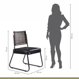 Conjunto Sala de Jantar Mesa Espanha 180cm com 6 Cadeiras em Aço e Junco Madri Mais Decor Courissimo - 5